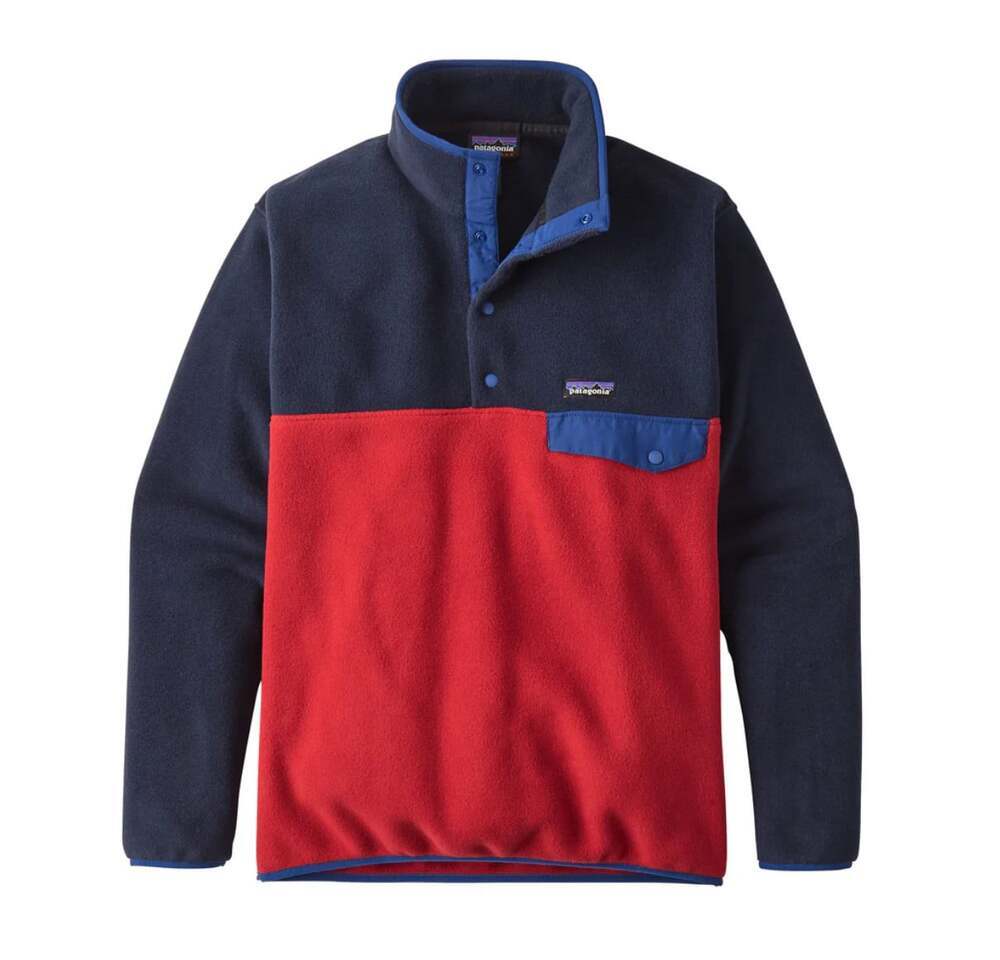 Patagonia Men's Lightweight Synchilla Snap-T Pullover Red & Navy Size Large